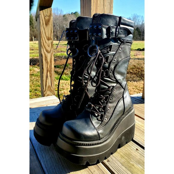 Demonia Vegan Leather Knee High Boots [worn 3 times] - Picture 3 of 4